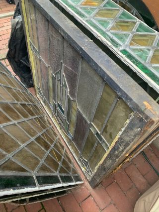 Antique Church Stain Glass Lead Windows (nine Windows)