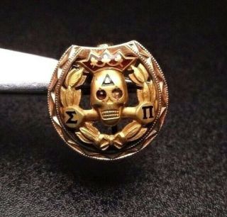 Vintage 10k Gold Delta Sigma Pi Skull Pin/badge
