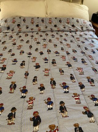 Vintage Ralph Lauren Polo Bear Quilted Bed Comforter Twin