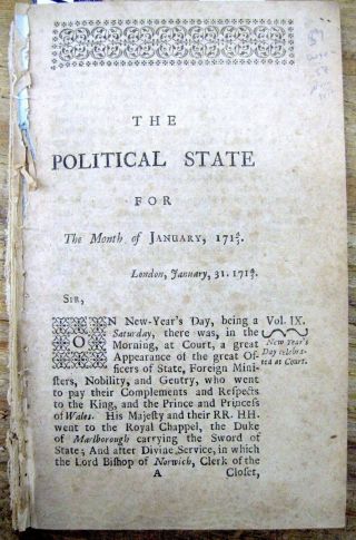 1715 Newspaper Nova Scotia Canada,  Christopher Wren,  England,  York Nj