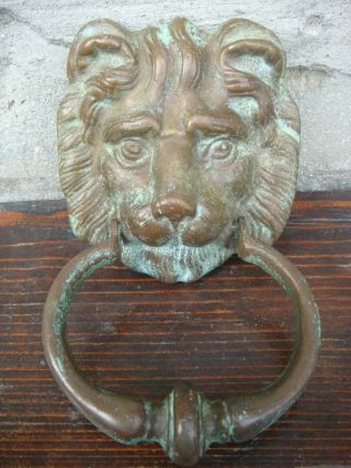 Rrr Rare Antique Bronze Lion Head Door Knocker