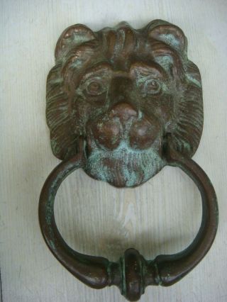 RRR RARE Antique Bronze Lion Head Door Knocker 2