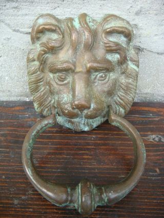RRR RARE Antique Bronze Lion Head Door Knocker 3