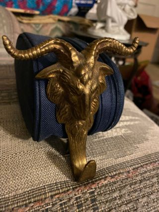 Five Brass Gothic Ram With Hook For Hat Or Coat Rack