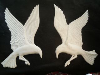 Set Of 2 Vintage 1962 Cast Aluminum Ravens Wall Hangings Custom Made In Usa