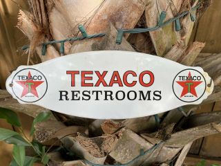 Vintage Texaco Restroom Porcelain Sign Door Plaque Usa Oil Gas Station Pump Lube