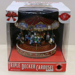 Mr Christmas Triple Decker Musical Carousel 1999 Vintage Rare Animation