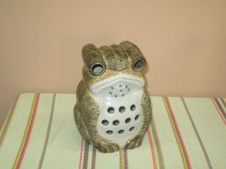 Vintage Porcelain Frog Lantern Candle Holder Art Pottery 7.  5 " X 6 " X 5 " European