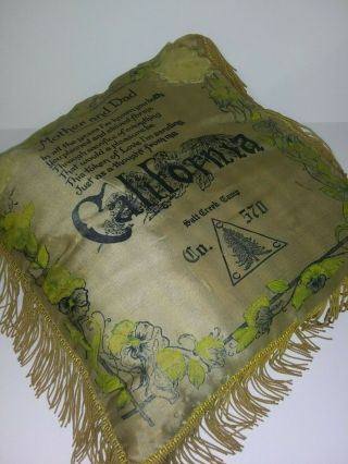 Vintage 1930’s Usa Civilian Conservation Corps Ccc Silk Pillow 17”