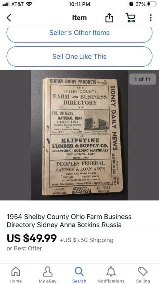 1954 Shelby County Ohio Farm Business Directory Sidney Anna For Mixdenny