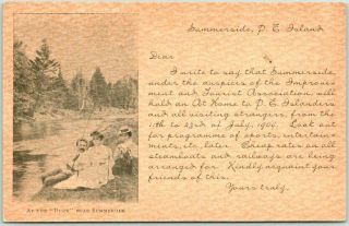 1910s Summerside,  Prince Edward Island Pei Canada Postcard " At The Dunk " Fishing