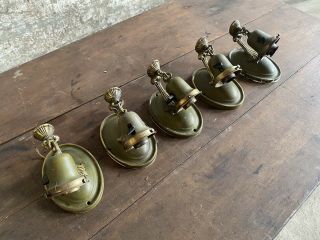 Set Of 5 Antique Salvaged Brass Matching Sconces Hubbell Paiste Fatboy Switches