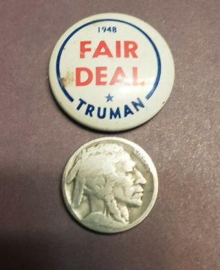 Harry S Truman Button Pin 1948 Fair Deal Election Campaign Authentic