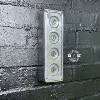 4 Gang 2 Way Solid Cast Metal Light Switch Industrial - Bs En Approved Vintage