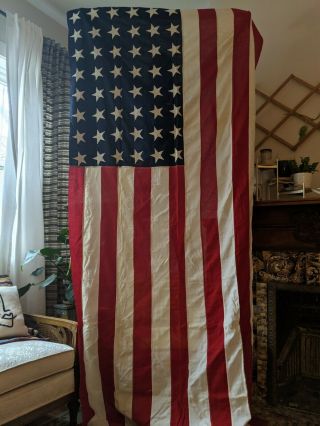 Huge 48 Star American Flag Large Vintage 48 Star Cloth American Flag 9ft X 5ft