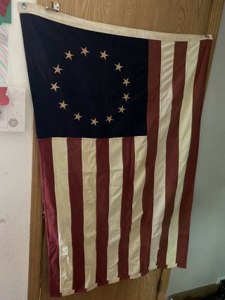 Vintage Betsy Ross 13 Star Historical 3’x 5’ Usa Flag Stitched Stripes