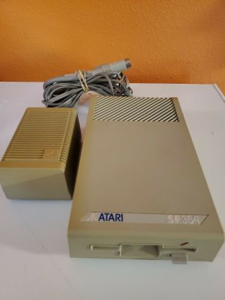 Rare Vintage Atari Sf354 Floppy Drive With Power And Cables.  Atari St