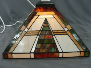 Vintage Pendant Stained Slag Glass Arts & Crafts Mission Light Shade With Wiring