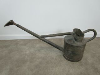 Vintage Haws Pattern Galvanized Metal Watering Can W Brass Nozzle Tag Long Spout
