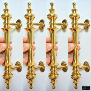 4 Large 30cm Door Handle Pull Solid 2 Spun Polished Brass Old Style Hollow 12 " B