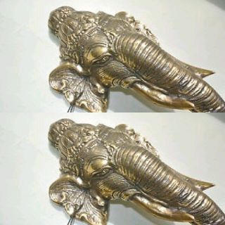 2 large elephant DOOR handle pull solid brass hollow vintage style look 13 
