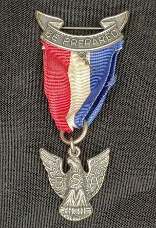 Vintage Early Sterling Silver Boy Scouts Of America Medal " Be Prepared " 14 Grams