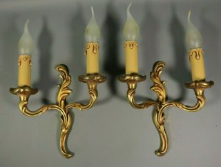 Antique French Louis Xv Style Rococo Wall Sconce Pair Gilt Bronze Ornate Light