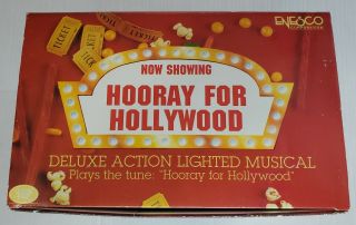 RARE Vintage ENESCO music box - HOORAY FOR HOLLYWOOD - Multi Action with lights 2