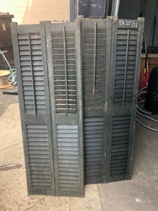 Pair C1890 Louvered Window House Shutters Double Wide Green 58.  25” X 21” X 1 1/8