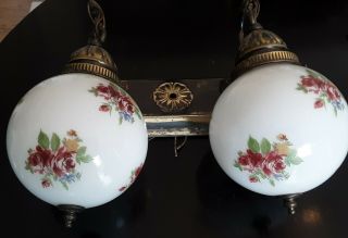 Antique Vintage White Painted Glass Victorian Hanging Light Globes