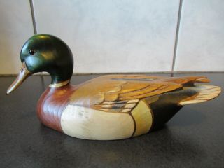 Big Sky Carvers Handcrafted Wooden Mallard Duck Decoy 9” Signed Sonya Hatfield