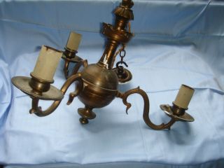 Antique Vintage Very Heavy Solid Brass Light Fitting Chandelier 3 Arm