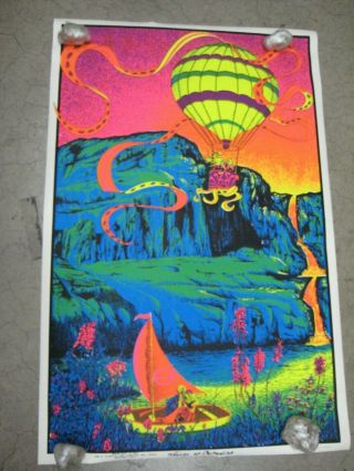 Valley Of Paradise 1971 Black Light Poster Vintage Psychedelic Rare C983