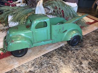 Vintage 14 " Long Lincoln Toys Pressed Steel Tandem Tow Truck Made In Canada