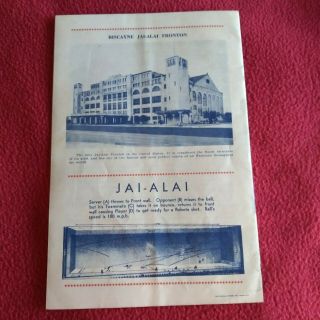 Jai alai Biscayne Fronton Miami FL.  1939/40.  March 11 No marks 2