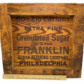 Antique Carved Wooden Sign Franklin Sugar Refining Co Philadelphia Pa Vintage