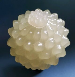 Atq Hobnail Glass Jade Clambroth Green Newel Post Finial Unmounted Old Stock