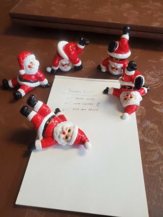 Vintage Fitz And Floyd Tumbling Santas " Set Of 5 " They Are Adorable:)