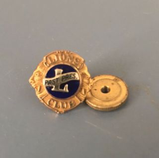 Vintage Solid 10k Yellow Gold Lions Club Past President Balfour Lapel Pin 2.  5g