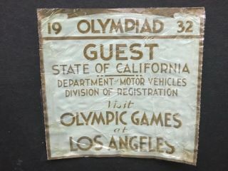 1932 Los Angeles Summer Olympic California Guest Parking Permit Ca