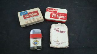 Vintage K Of C Knights Of Columbus Emblem Scripto Vu - Lighter With Tin & Box