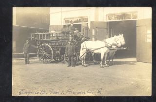 Rppc Scranton Pennsylvania Pa.  Fire Station Horse Wagon Real Photo Postcard