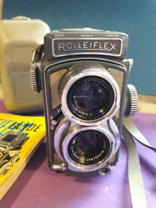 Vintage - Rolleiflex Dbp Dbgm Camera Leather Case With Book Serial 2029640