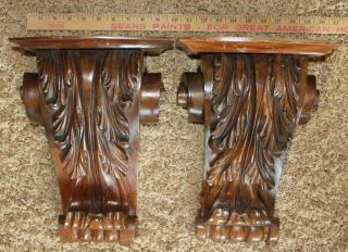 Vintage Antique Heavy Wood Architectural Corbels 14 Inches Tall