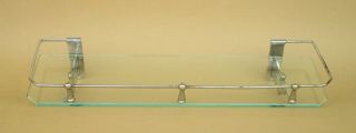 Antique Art Deco Chromed Brass And Glass Wall Mount Bathroom Shelf Stand Support