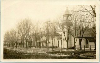 1910 Sedgwick,  Kansas Rppc Photo Postcard Main Street Looking South Church View