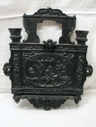 Antique Ornate Cast Iron Wall Plaque Plate Whip Tool Holder Keys Victorian