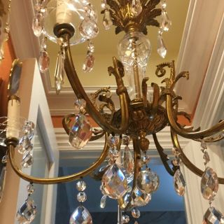 (french ?) Gilt Bronze And Crystal 5 Light Chandelier