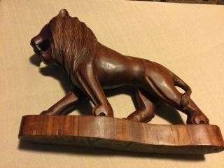 Vintage Hand Carved Wooden Lion 11” X 8”