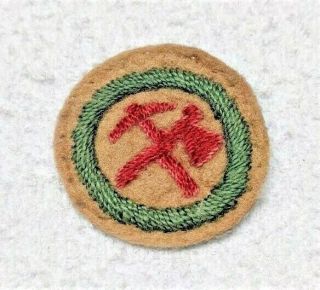 Red Axe And Pick Boy Scout Pioneer Felt No Text Proficiency Award Badge Troop